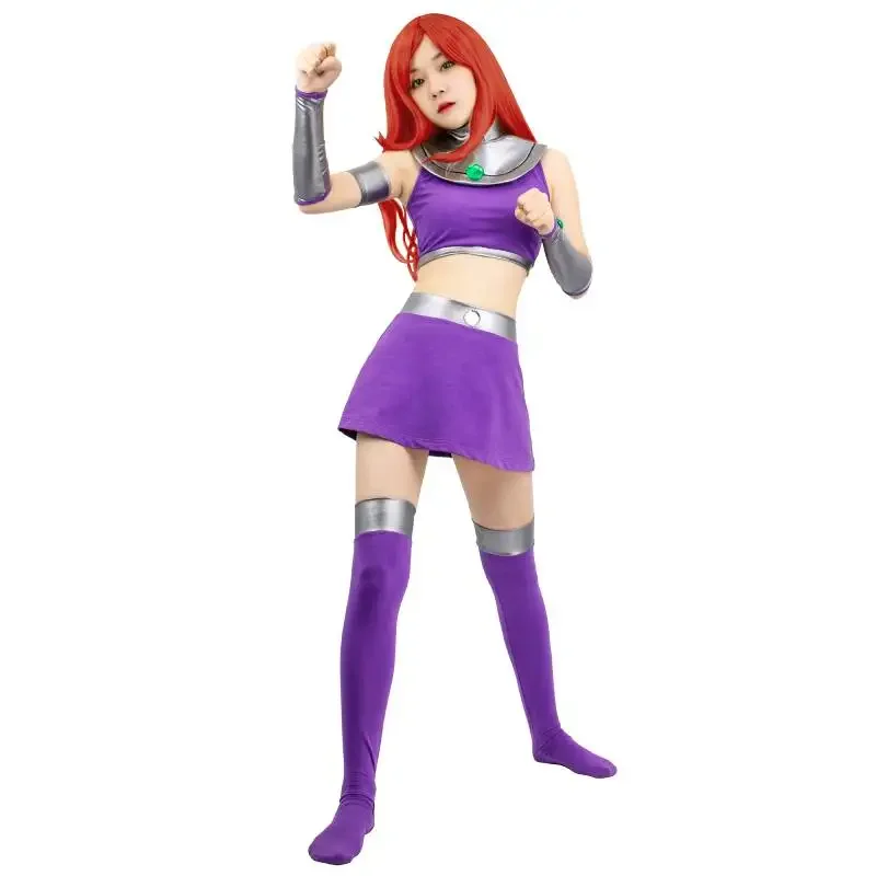 WENAM Starfire Women's Purple Starfire Costume Halloween Masquerade Party Koriand'r Princess Outfit IN STOCK