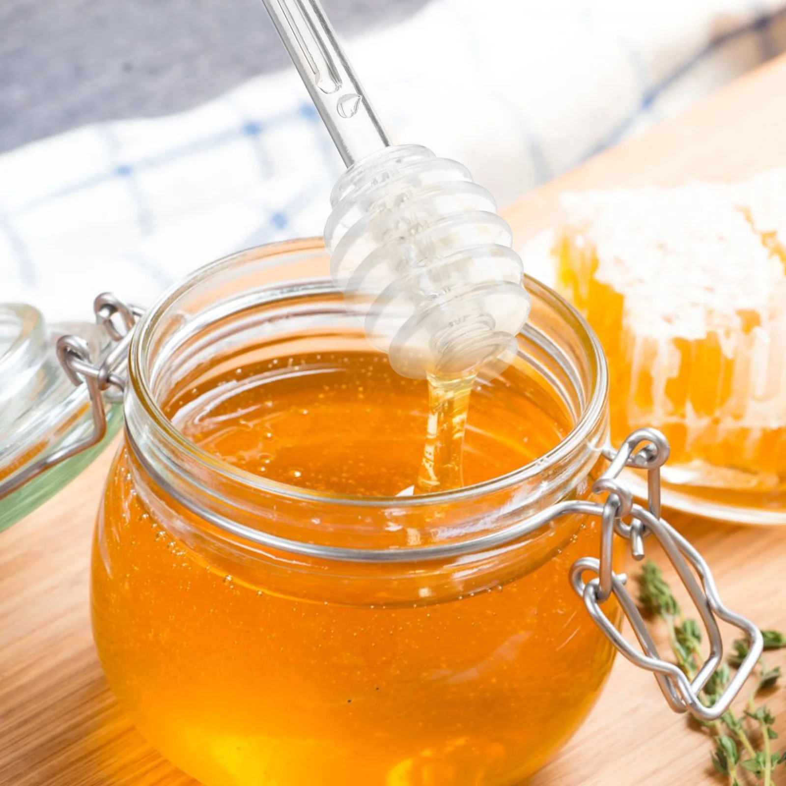 

2Pcs Honey Stirring Sticks Stainless Steel Reusable Drizzle Stick for Tea Coffee Maple Syrup Multifunctional Kitchen Tool