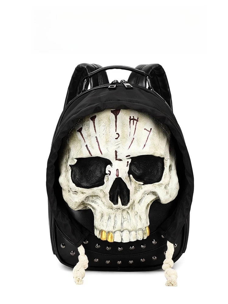 

Dark punk personality and creativity unique black skull backpack women 2025 new backpack