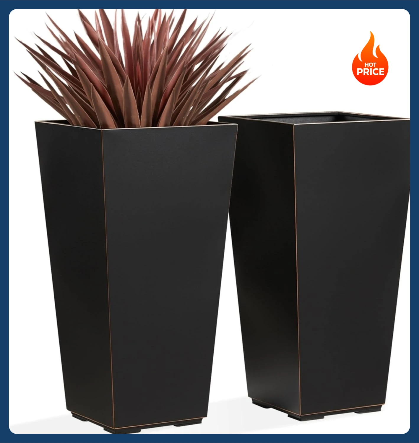 

[Free Shipping!]Metallic Taper Planter, 26 Inch Tall Tapered Planter for Front Porch, Patio, Deck, Garden Indoor/Outdoor Tree Pl