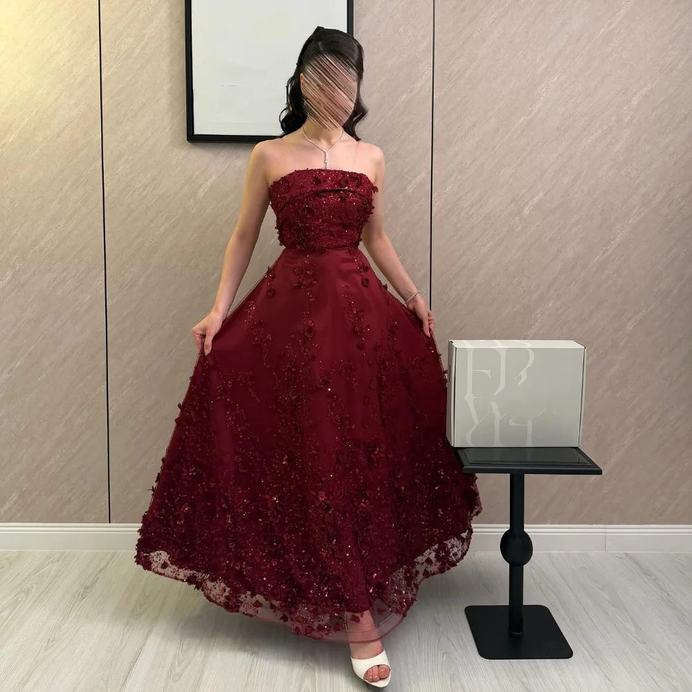 

Длинные платья трапециевидной формы без бретелек бордового цвета с замысловатым блеском и бисером, вечерние платья в китайском стиле в стиле ретро