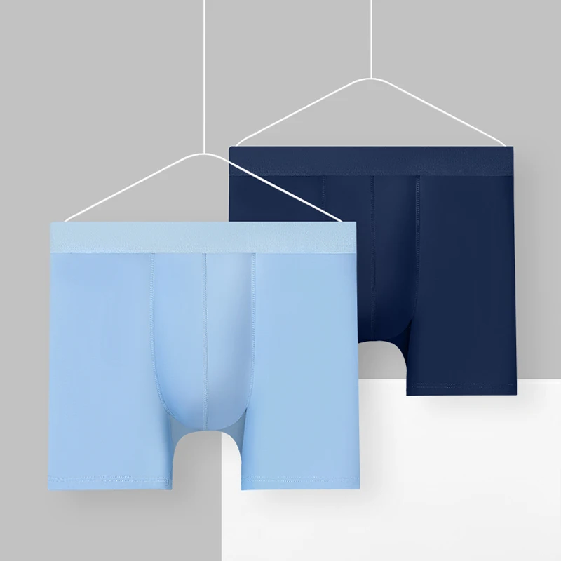 

2PCS Men's Ice Silk Sports Briefs Men's Summer Thin Anti-Abrasion Leg Running Breathable Plus Size Extended Anti-Crotch Boxers