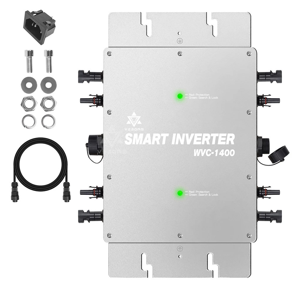 4*350W Micro Solar Inverter 1400W Dual MPPT On Grid Tie Inversor Microinverter 30V 36V 110V 220V AC Pure Sine Wave Converter