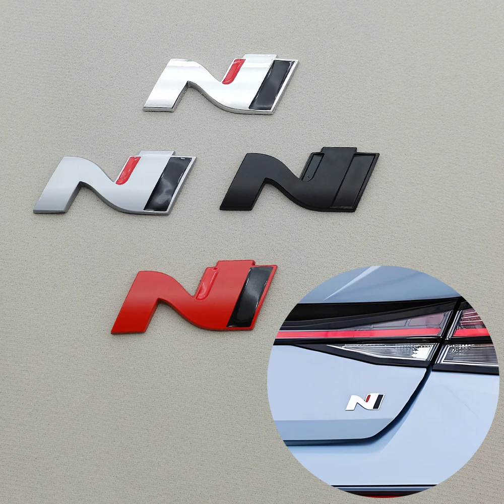 3D Metal Car Stickers N Line Logo Rear Boot Trunk Emblem Badge Decals for Elantra i20 i30 Sonata Kona Tuson Accessories