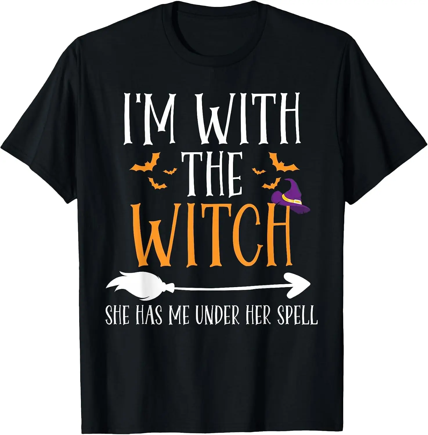 I'm With The Witch Funny Halloween Couples Costume T-Shirt