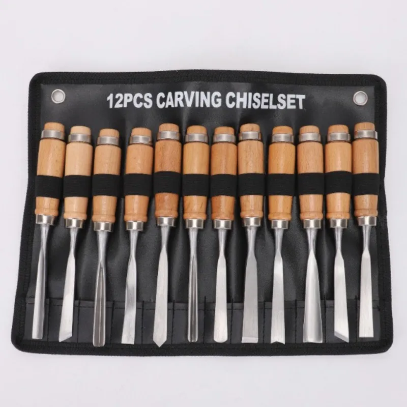 

12pcs Wood Carving Chisel Knife Tools Set DIY Woodcut Knife Sculpture Set Woodworking Pottery Ceramic Clay Arts Crafts Cutter