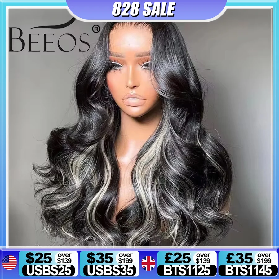 

BEEOS 1B/613 Oreo Highlight 13x6 HD кружевной фронтальный парик 250% предварительно выщипанный 613 блондинка объемная волна 5x5 HD парик с кружевной застежкой для женщин