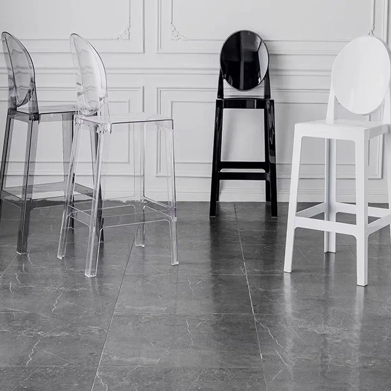 Tabouret de Bar Moderne Noir en Plastique, Chaise Transparente Nordique, Mobilier de Cuisine, Salle à Manger, Salon, Hôtel