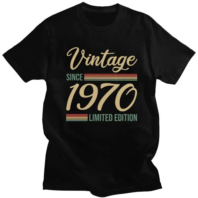 Kaos katun lengan pendek pria, T-shirt santai ukuran besar edisi terbatas sejak 1970