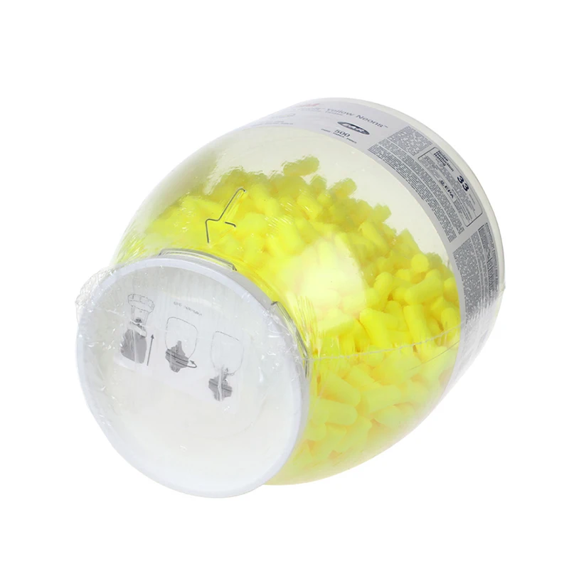 3M EarPlugs, 500 Pairs/Refill Bottle for One Touch Dispenser, Yellow Neons 391-1004, Uncorded, Disposable, Foam, NRR 33