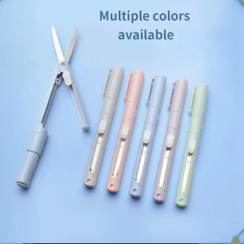 Mini Portable Scissors Paper Cutter Knife 2 In 1 Multifunctional Pocket Pen shape Scrapbooking Carving Cutting Art Tools For