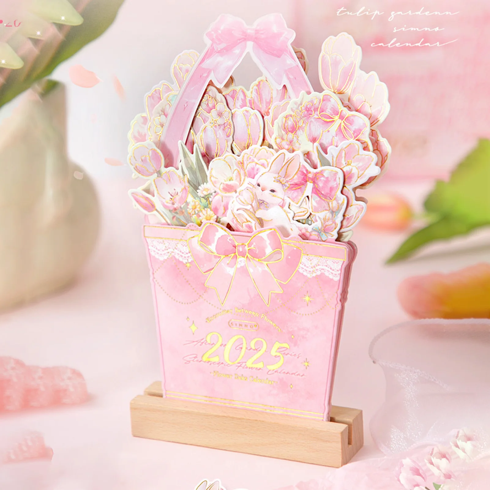 Calendario da tavolo con fiori 2025 Calendario da tavolo a forma di vaso affascinante adatto per regali di compleanno Regali di Capodanno