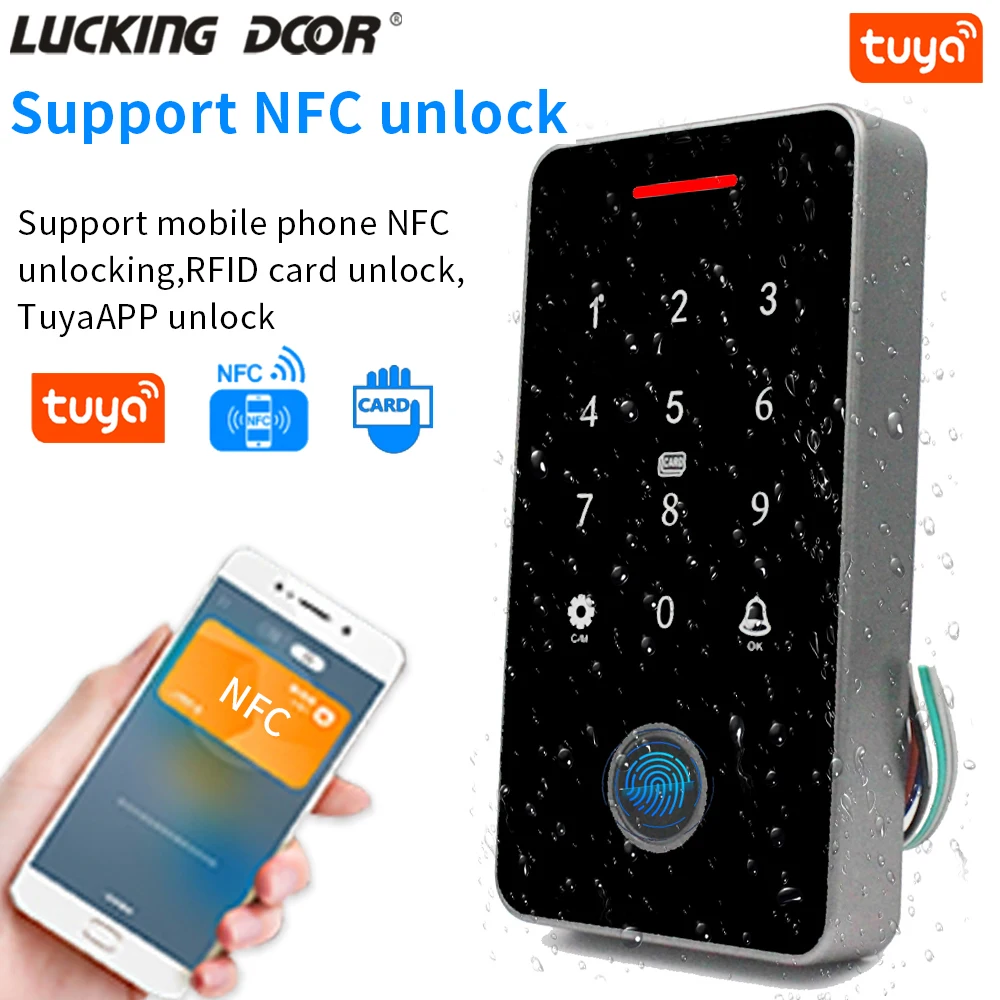 

IP67 Waterproof Bluetooth Tuya APP Access Control System 13.56Mhz RFID Card Access Control Password Keyboard Door Lock