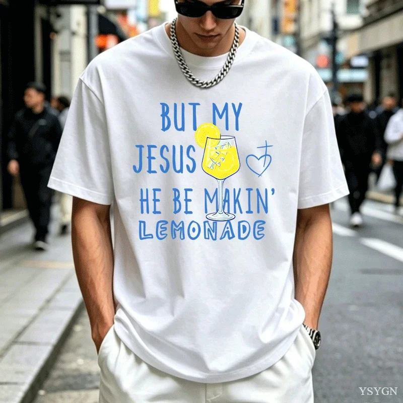 Life Gave Me Lemons Jesus T Shirt Printed Casual Round Neck Short-Sleeved T-Shirt Men Women's Summer Vacation Tees Clothing