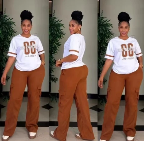 

2 Piece Women Set Dashiki African Clothes Summer New Fashion Short Sleeve Top And Jeans Suit Party Lady Matching Sets