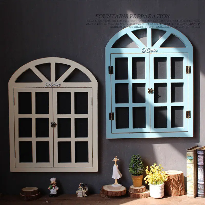 American country-style window blackboard message board wall decoration creative home store personalized fake window wall hanging