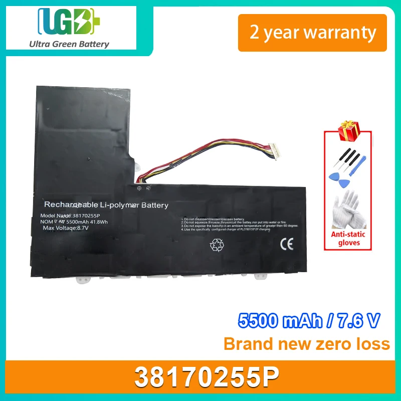 UGB New Laptop Battery For 38170255P 7.6V 5500mAh 41.8Wh