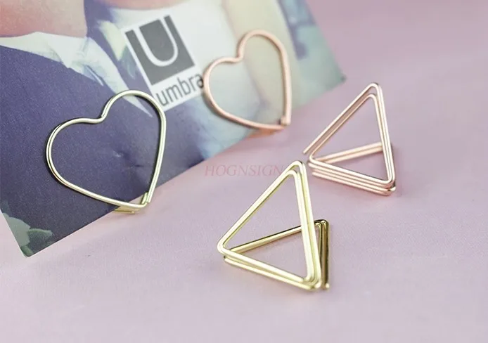 10pcs Triangle Business Card Holder Creative Metal Business Card Holder Desktop Decoration Note Holder