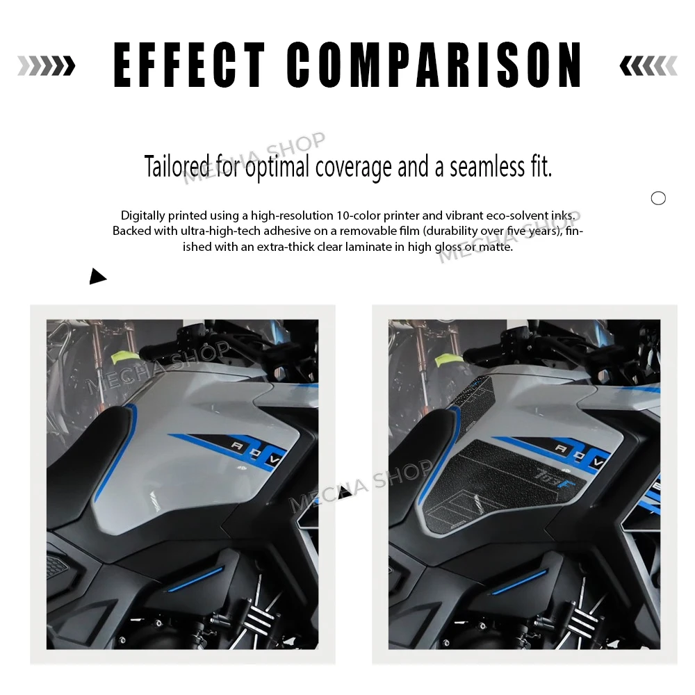 Motorcycle Tank Pad Protector Sticker Decal Gas Knee Tank Traction Pad Side for Zontes 703F Adventure 703F 2025- 4
