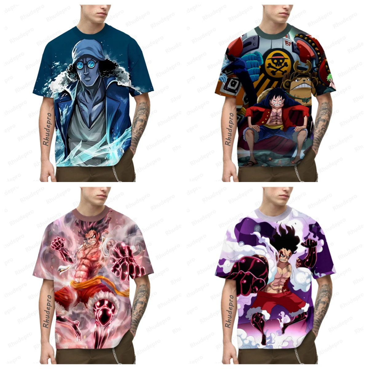 

2025-26 Summer Hot-selling New ONE PIECE Men's Japanese Animation 3D Printing Role-playing T-shirt Casual Street Short Sleeves