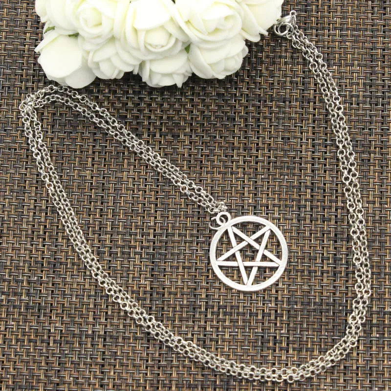 New Fashion Tibetan Silver Color Pendant Star Pentagram Choker Charm Short Long DIY Necklace Factory Price Handmade Jewelry