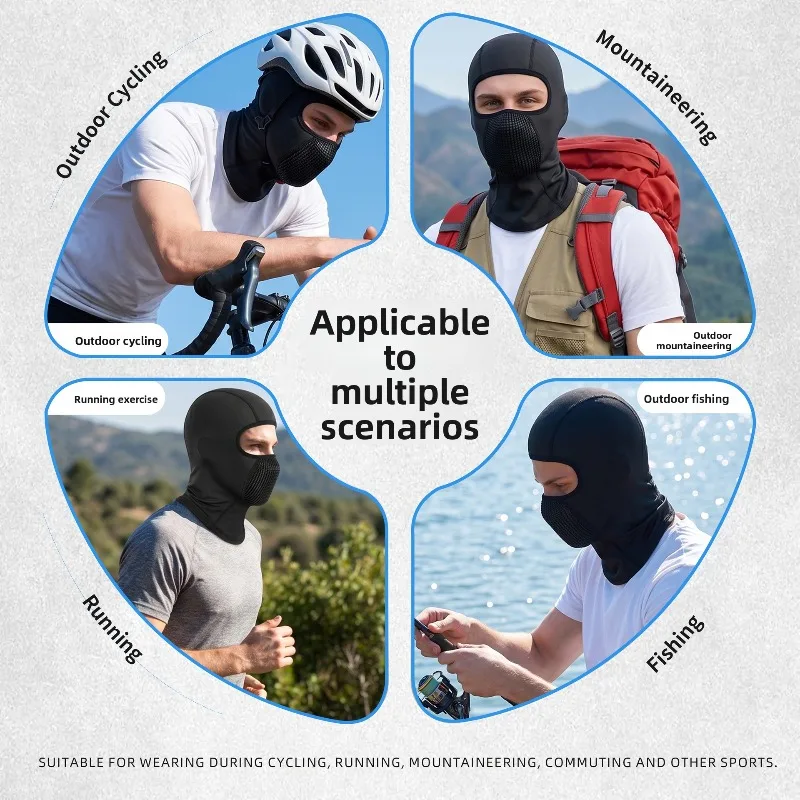 Summer Ice Silk Motorcycle Head Cover 3D Breathable Mesh Nylon Sun Protection Pullover Face Mask for Outdoor Riding Sports