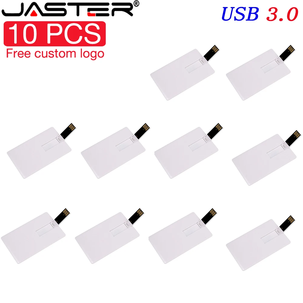 

JASTER 10PCS LOT White Card USB 3.0 Flash Drive 128GB Free Color Printing Pendrive 16GB Portable Memory Stick 32GB Creative Gift