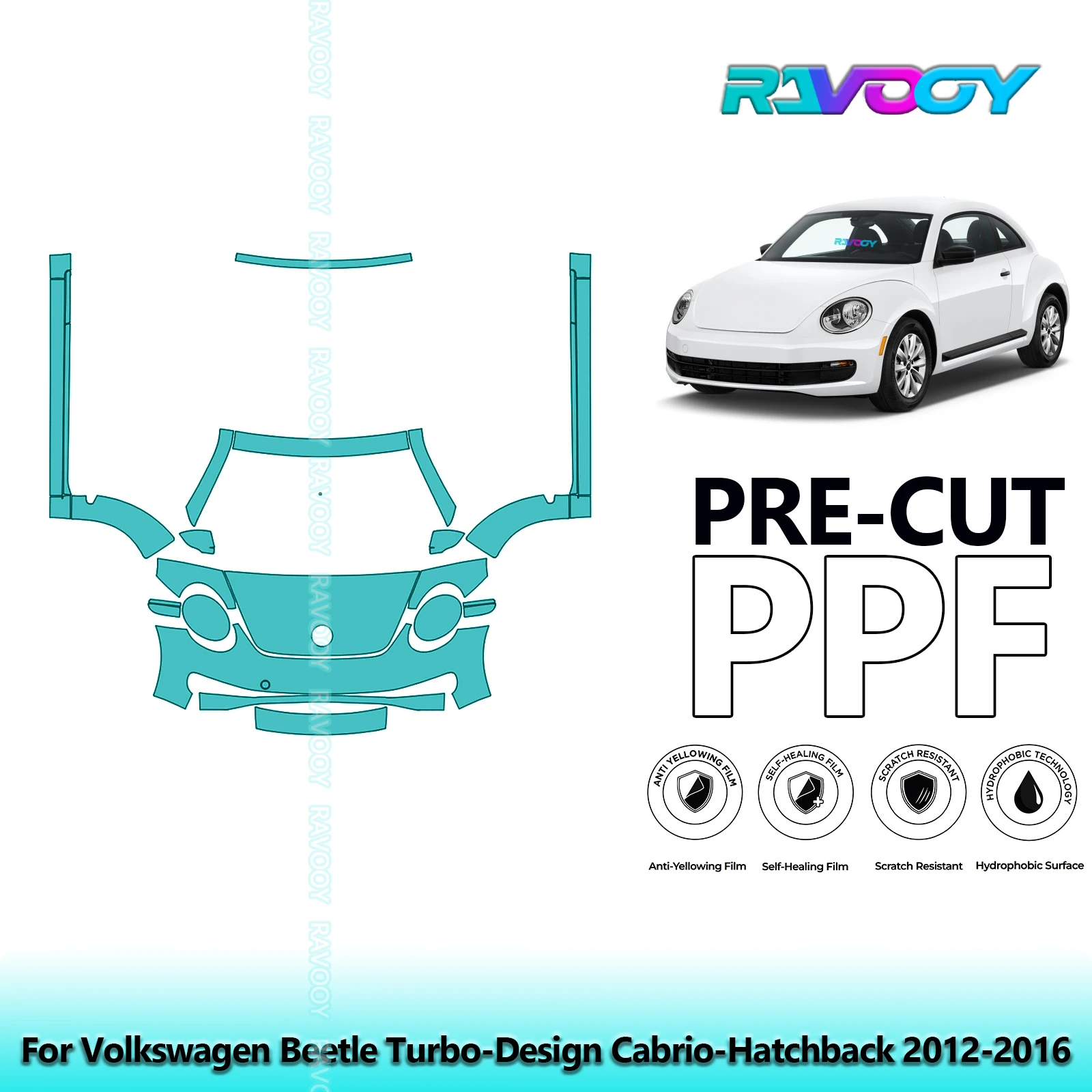 

Front Kit+Rockers Clear Bra Precut PPF Paint Protection Film For Volkswagen Beetle Turbo-Design Cabrio-Hatchback 2012-2016