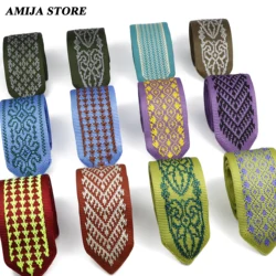 Fashion Knitted Ties For Men Patchwork Jacquard Neckties Red Burgundy Green Blue Christmas Woven Knit Tie Accessories Clearance