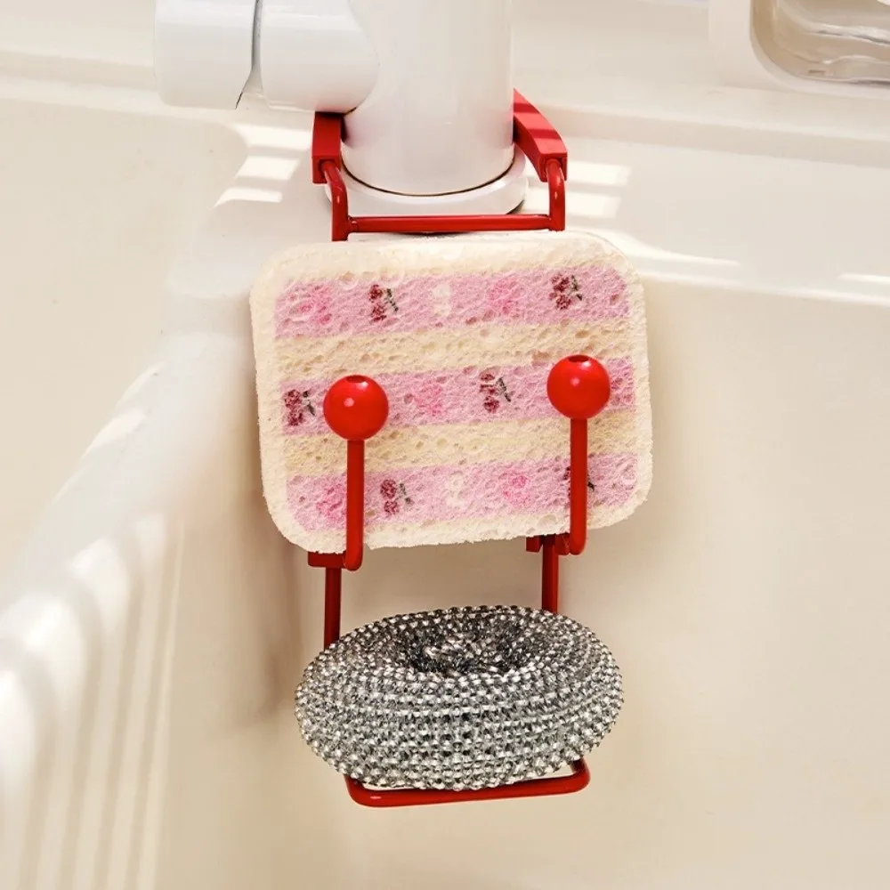 Dual Hooks Faucet Drain Rack Quick Draining Open Frame Sponge Holder Cleaning Tool Organizer Hanging Sink Kitchen Sink Storage