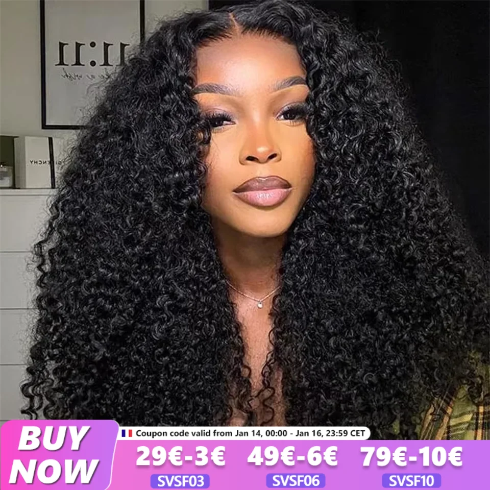 200 Density Jerry Curly Human Hair Wig 13X4 Trancparent Lace Wig Brazilian 4X4 Lace Closure Wig Kinky Curly Human Hair Wig