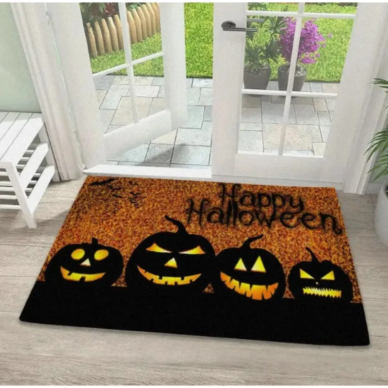 

Halloween Pumpkin with Terrifying Face Door Mat Front Door Entrance Inch Welcome Mat for Garden Terrace Home Porch Decoration