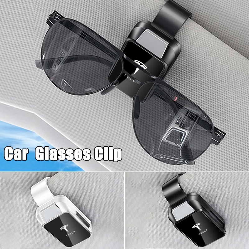 1PC Car Sun Visor Glasses Clips Interior Eyeglasses Storage Holder for Tesla Model 3 Model S Model X Model Y Cybertruck Roadster