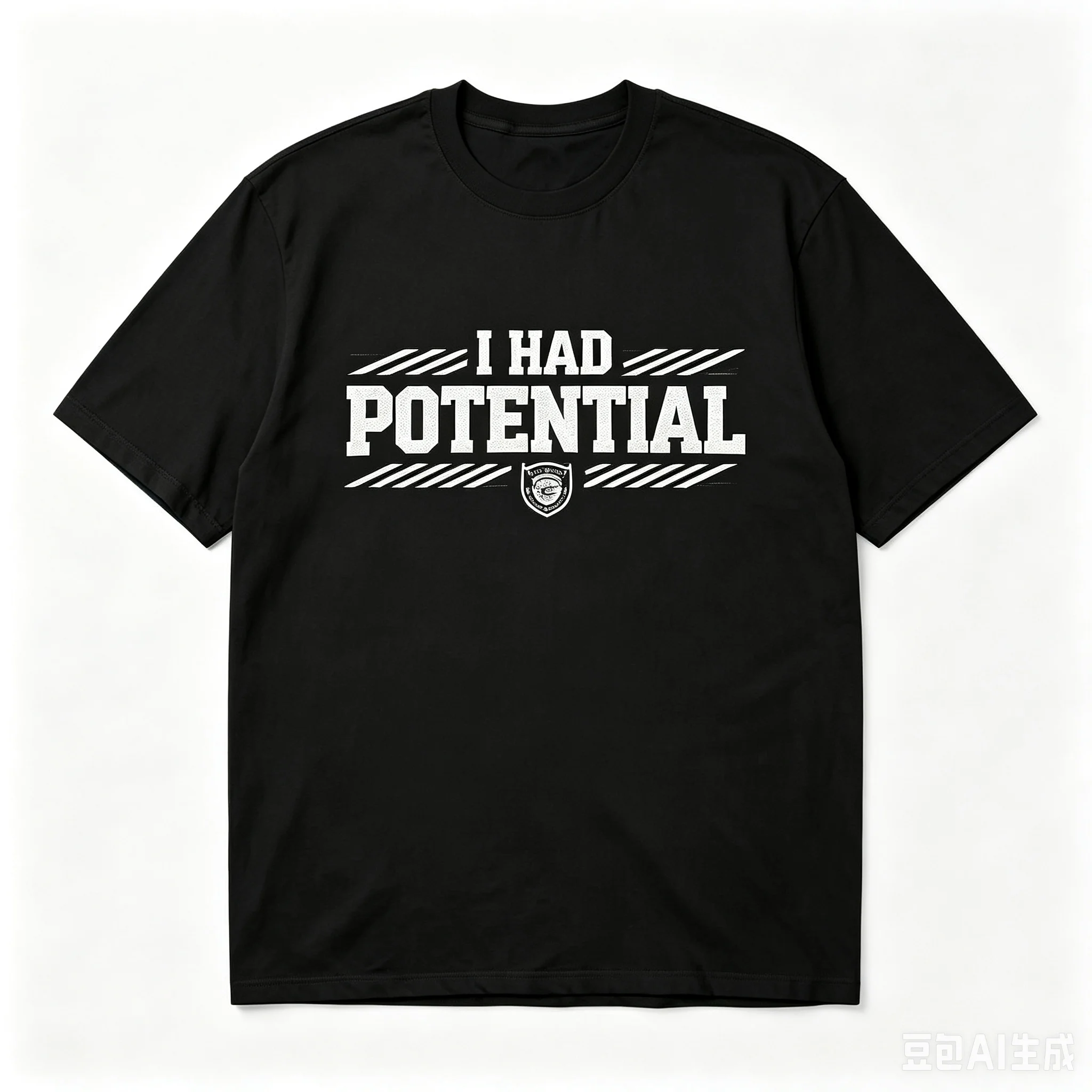 Retro Varsity I Had Potential Distressed Shield Print Men Women Oversized T-Shirt