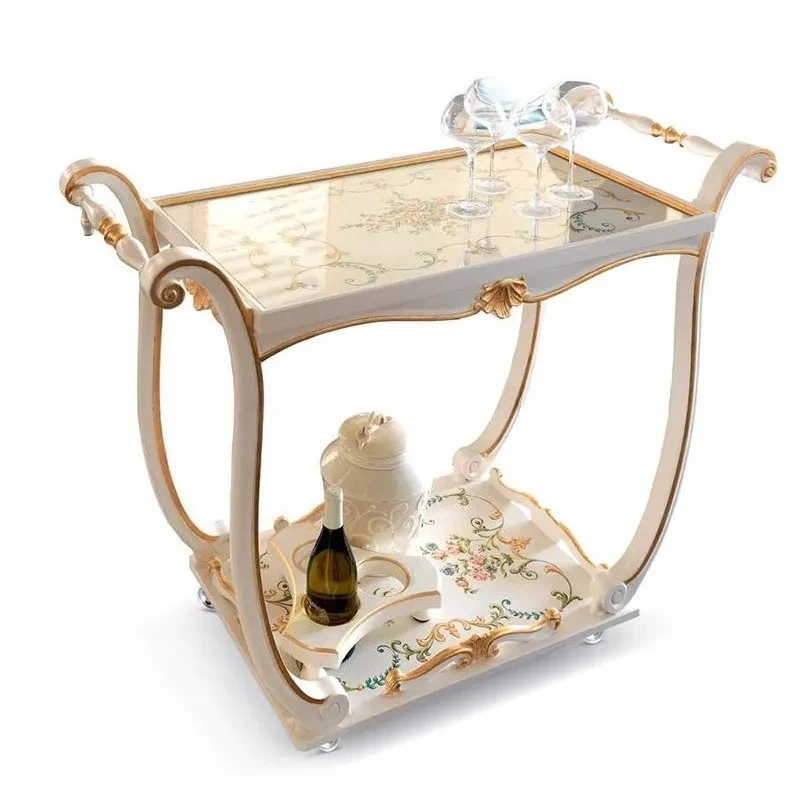 

Тележка-барная стойка из дерева с 2 ярусами от производителя, для отелей и ресторанов, с 4 колесами, европейский стиль