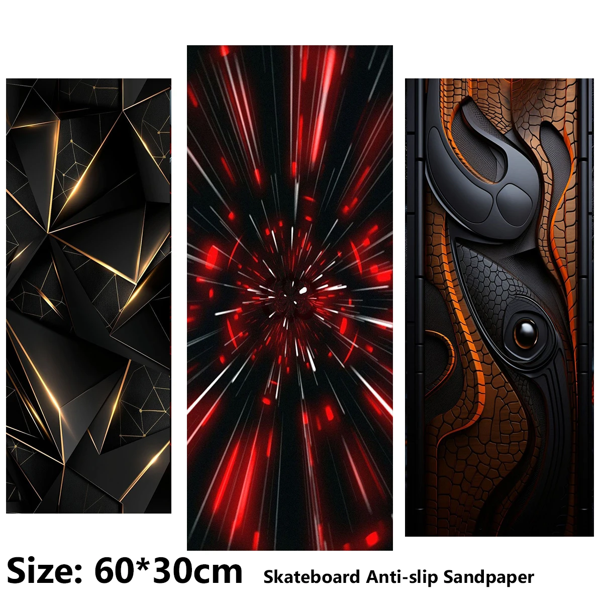 ElecStric Scooter Anti-slip Sticker Sandpaper Skateboard Grip Tape Sheet 60*30cm Geometric Monster Eye Pattern