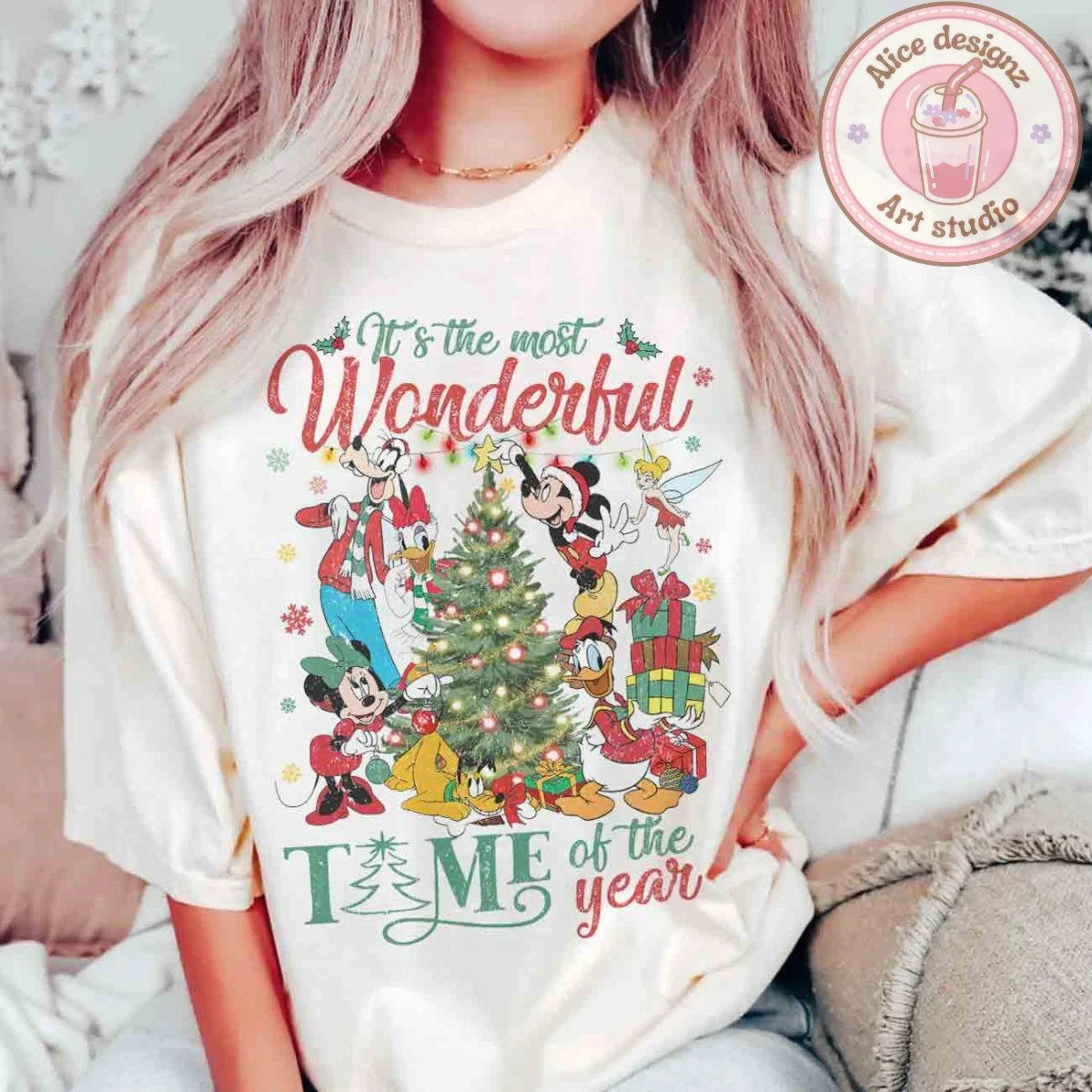 هذا هو أروع وقت في السنة! قميص عيد الميلاد، هوديي ريترو ديزني لاند، تي شيرت عيد ميلاد سعيد