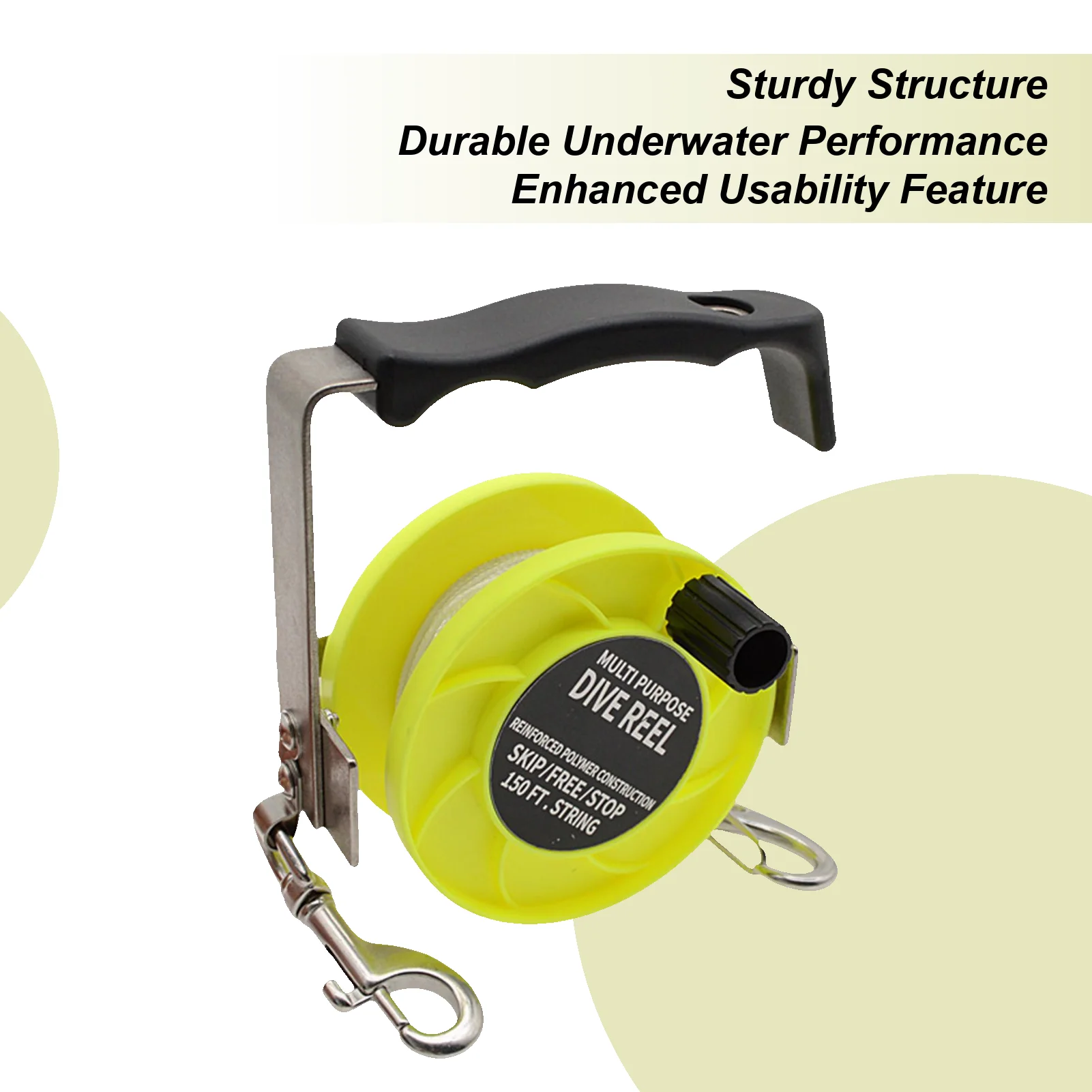 

Катушка для дайвинга, 290 футов, сверхмощная регулируемая нейлоновая веревка, эргономичная стабильная катушка для дайвинга для подводного плавания, подводной охоты, лодки на открытом воздухе