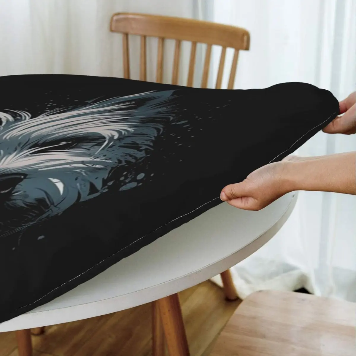 Westie Dog West Highland White Terrier Waterproof Round Tablecloth Oilproof Table Cloth for Kitchen Events Dining Table Cover