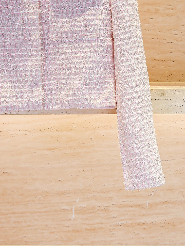 

Ele Pink Beaded Open Cardigan Outerwear by SP Home South Oil Spring New Arrival Commute Sle Loose Fit Long Sve