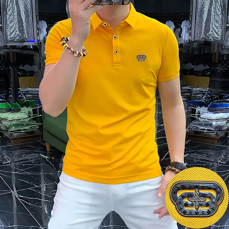 Summer New Men's Short Sleeved Polo Shirt Casual Versatile Luxury Pattern Lapel T-shirt Spot Slim Male Top Breathable Clothing