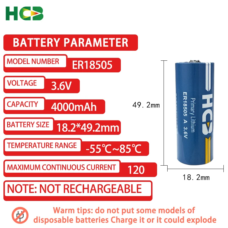 HCB ER18505 A agregar enchufe 51005, tarjeta de batería de litio desechable, inserción inteligente, medidor de flujo de agua, instrumento Servo PLC