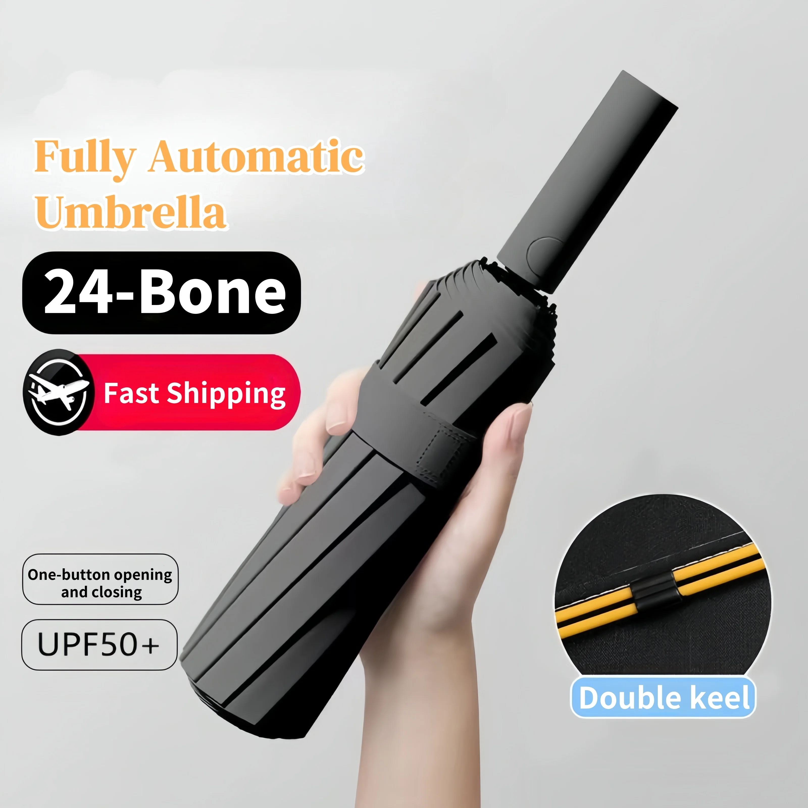 

24 Bone Folding Umbrella Fully Automatic Double Bone SPF 50 UV Protection Rain Resistance Wind Resitance Umbrella NEW