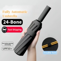 24 Bone Folding Umbrella Fully Automatic Double Bone SPF 50 UV Protection Rain Resistance Wind Resitance Umbrella NEW