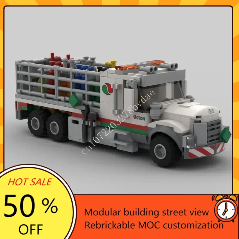 304PCS Octan Gas Cylinder Delivery Truck MOC Creative street view Model Custom Puzzles Architecture DIY Assembly Model Toy Gift