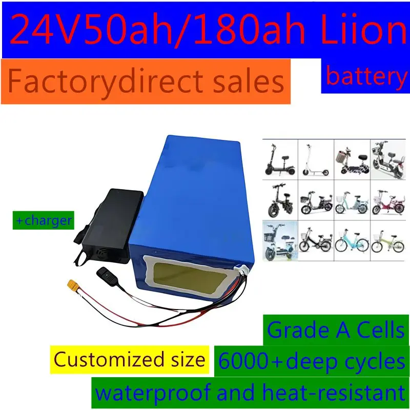 

li-ion battery for 100Ah 150AH 120Ah 180AH 24V 2000W RV EV scooter solar golf cart UPS +10A Charger