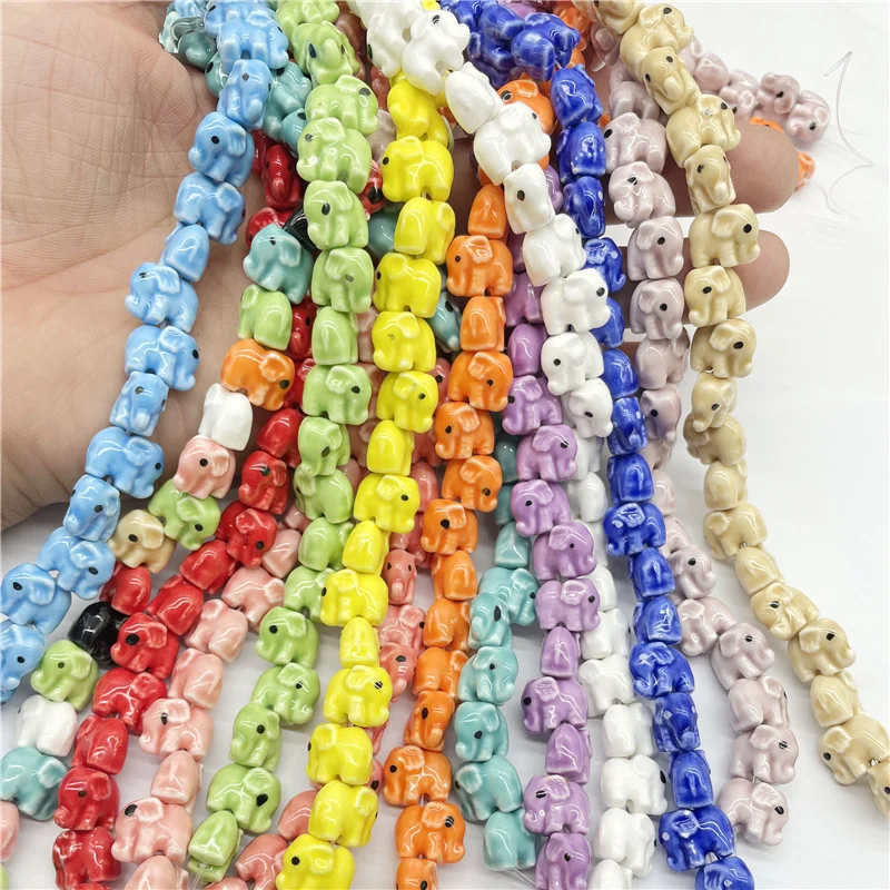 11*14mm Ceramics Elephant Beads Mixed Colors DIY Jewelry Making Handmade Pendant Bracelet Necklace Accessories Material