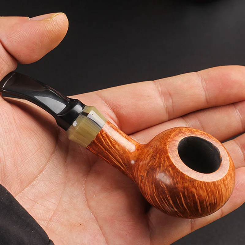 

Shinan Wood Apple Pipe Tobacco Pipe Old Fashioned Handmade Solid Wood Pipe Smooth Cowhorn Ring Men Portable Medium Size