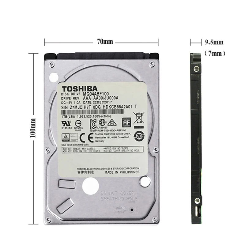 Внутренний жесткий диск LS Toshiba 2,5 дюйма SATA2, 120 ГБ, 160 Гб, 250 ГБ, 320 ГБ, 500 Гб, 1 ТБ, 2 ТБ, 5400-7200 об/мин