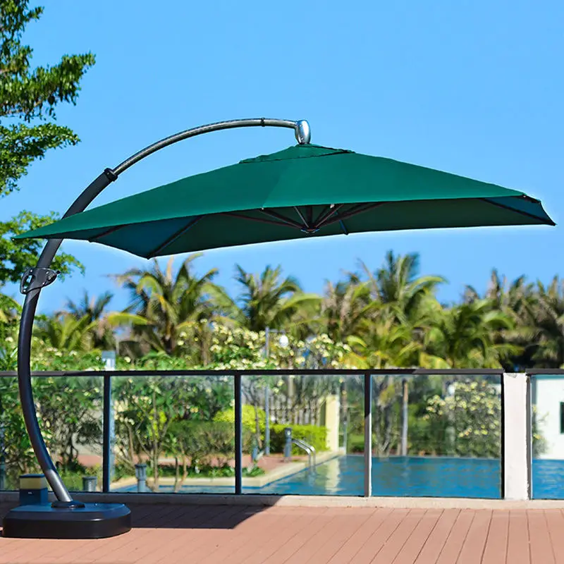12FT Large Offset Cantilever Umbrella Aluminium Frame Outdoor Patio Parasol with Matching Base for Backyard Courtyard
